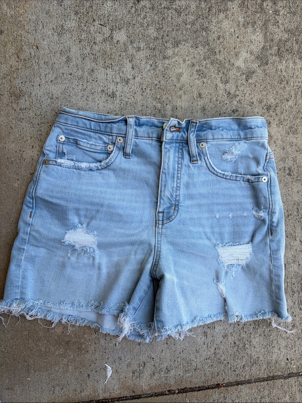 Madewell Light Blue Distressed Denim Shorts 25 highrise